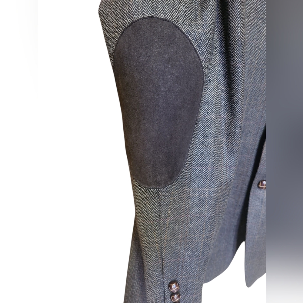 Lauren Ralph Lauren Herringbone Tweed Brown 100% Lambs Wool Mens Suit Blazer 40L - Picture 3 of 12